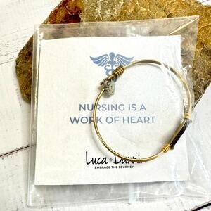 NEW Luca + Danni Nurse Bangle Bracelet w/Card Nursing RN Gift Gold & Silver Tone